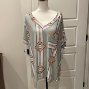 Women’s Short Sleeve Aztec Design Top